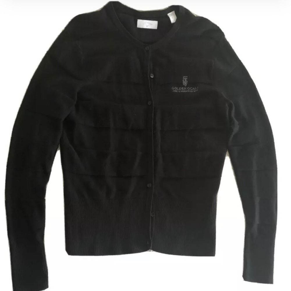 🎉SALE!!🎉 Callaway Cardigan Golden Ocala Golf & Equestian Club Sz L Black